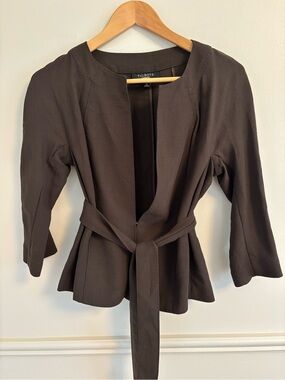 Talbots Brown Open-Front Belted Blazer